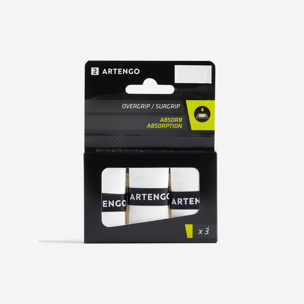 Griffband Tennis Absorb Overgrip 3er-Pack schwarz