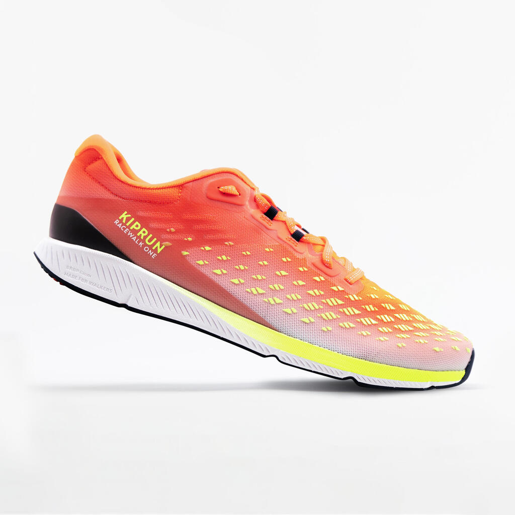 Tenisice Kiprun Racewalk One za sportsko hodanje crveno-sivo-žute