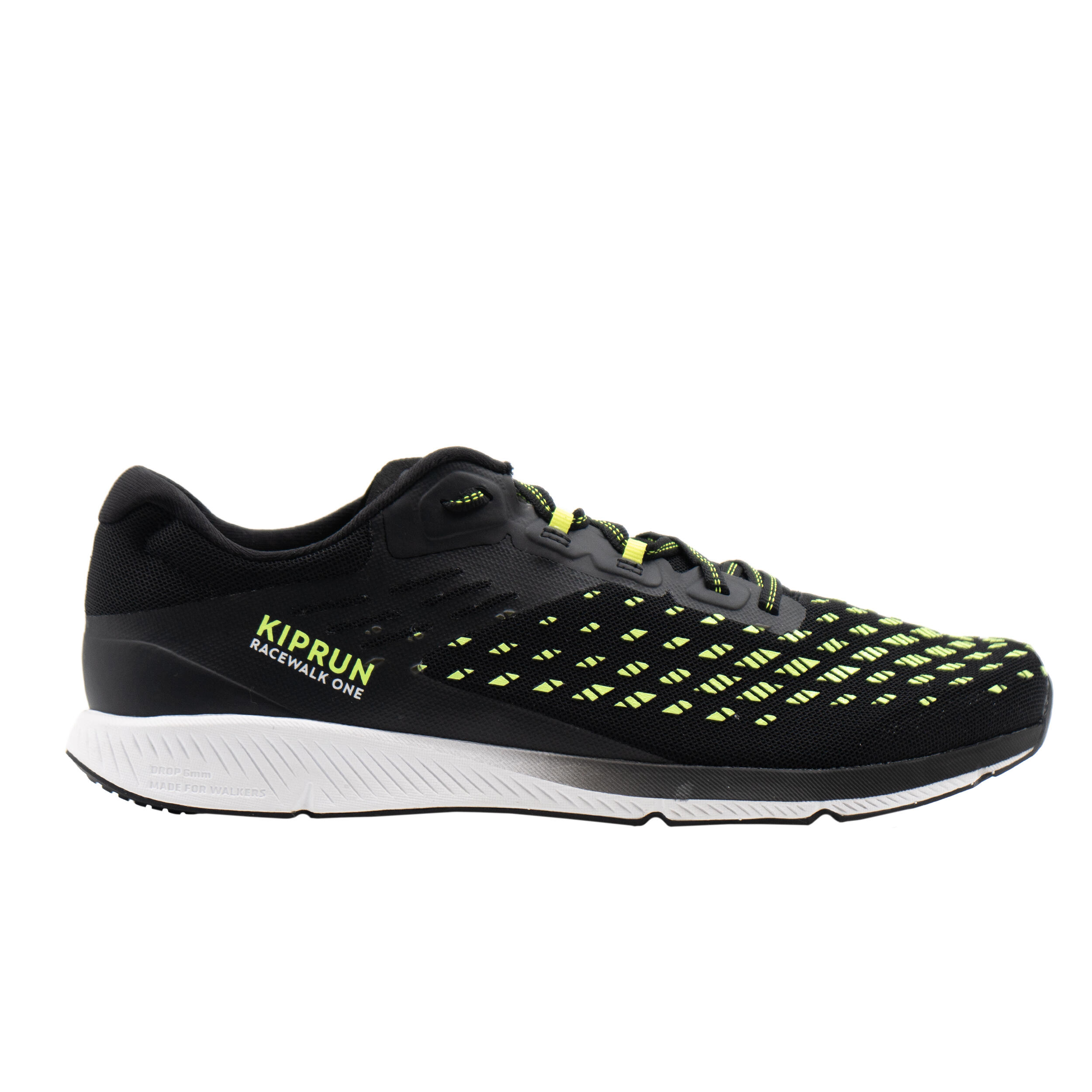 Chaussures de marche athl tique KIPRUN RACEWALK ONE Noires et jaunes fluos