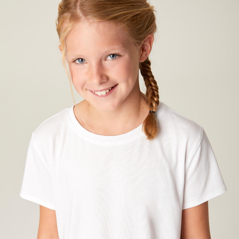 T-shirt bianca bambina ginnastica regular fit misto cotone