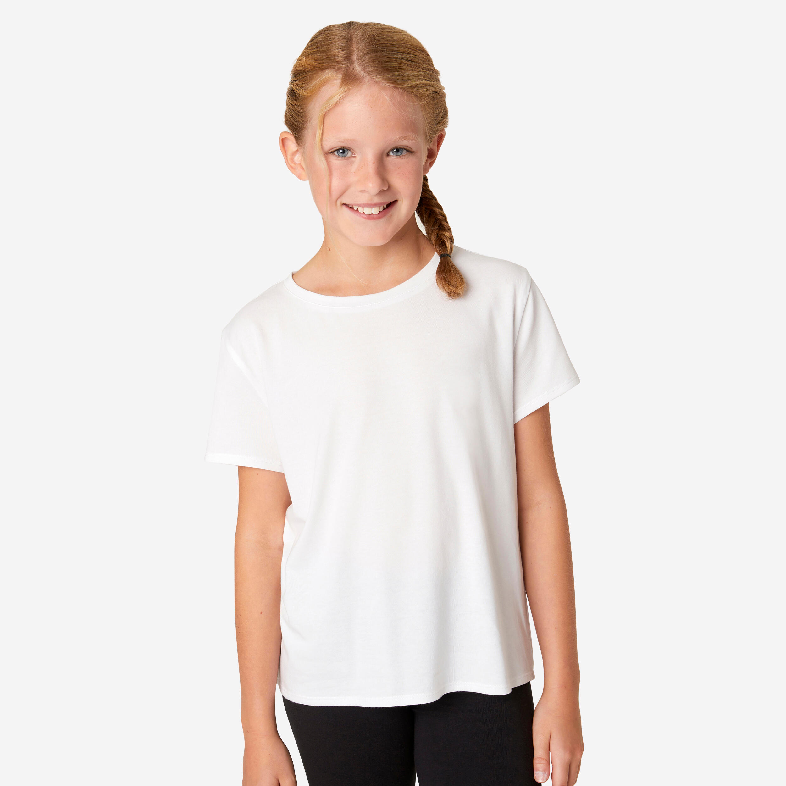 Girls' Cotton T-Shirt - White 1/4