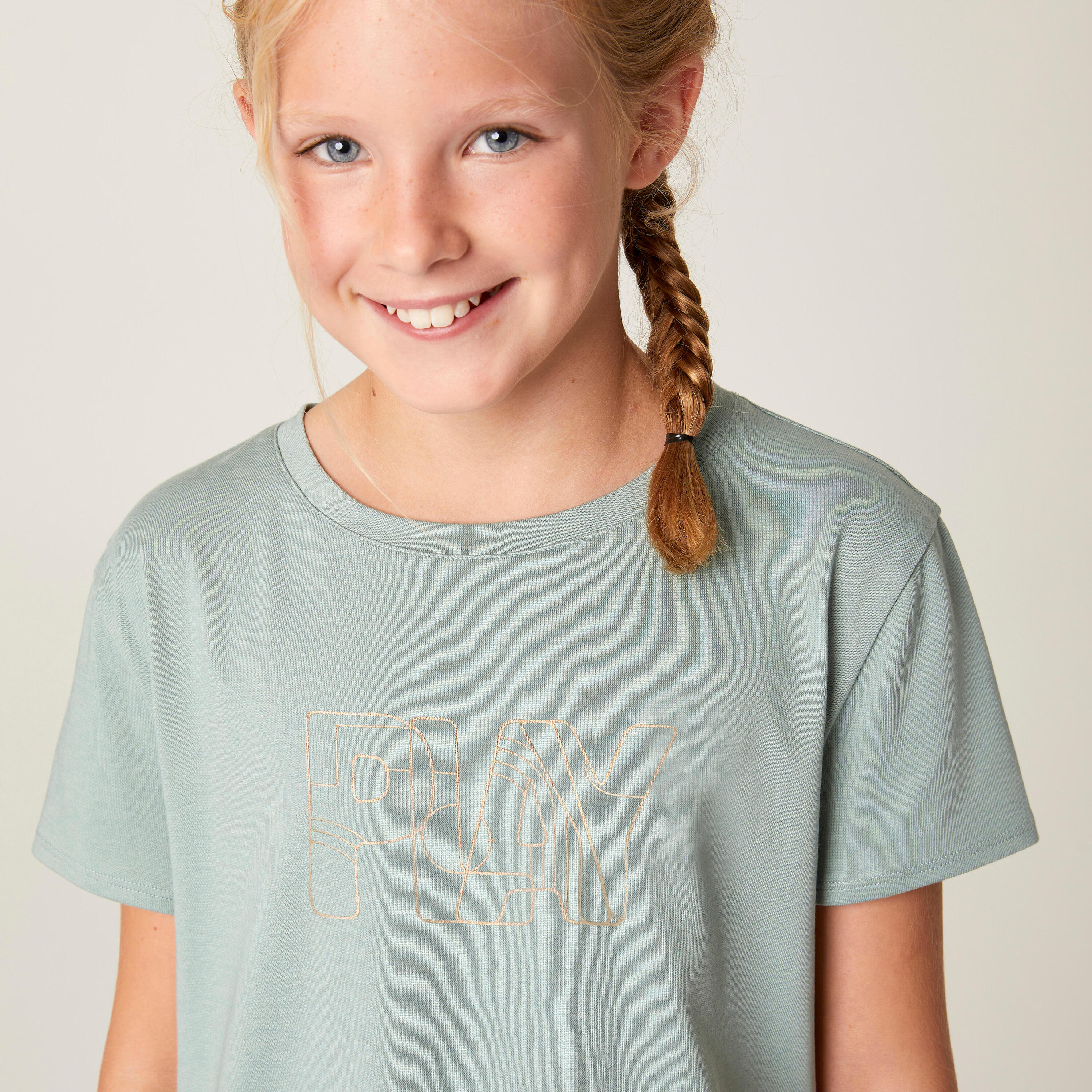 T-Shirt coton fille 500 vert 3/7
