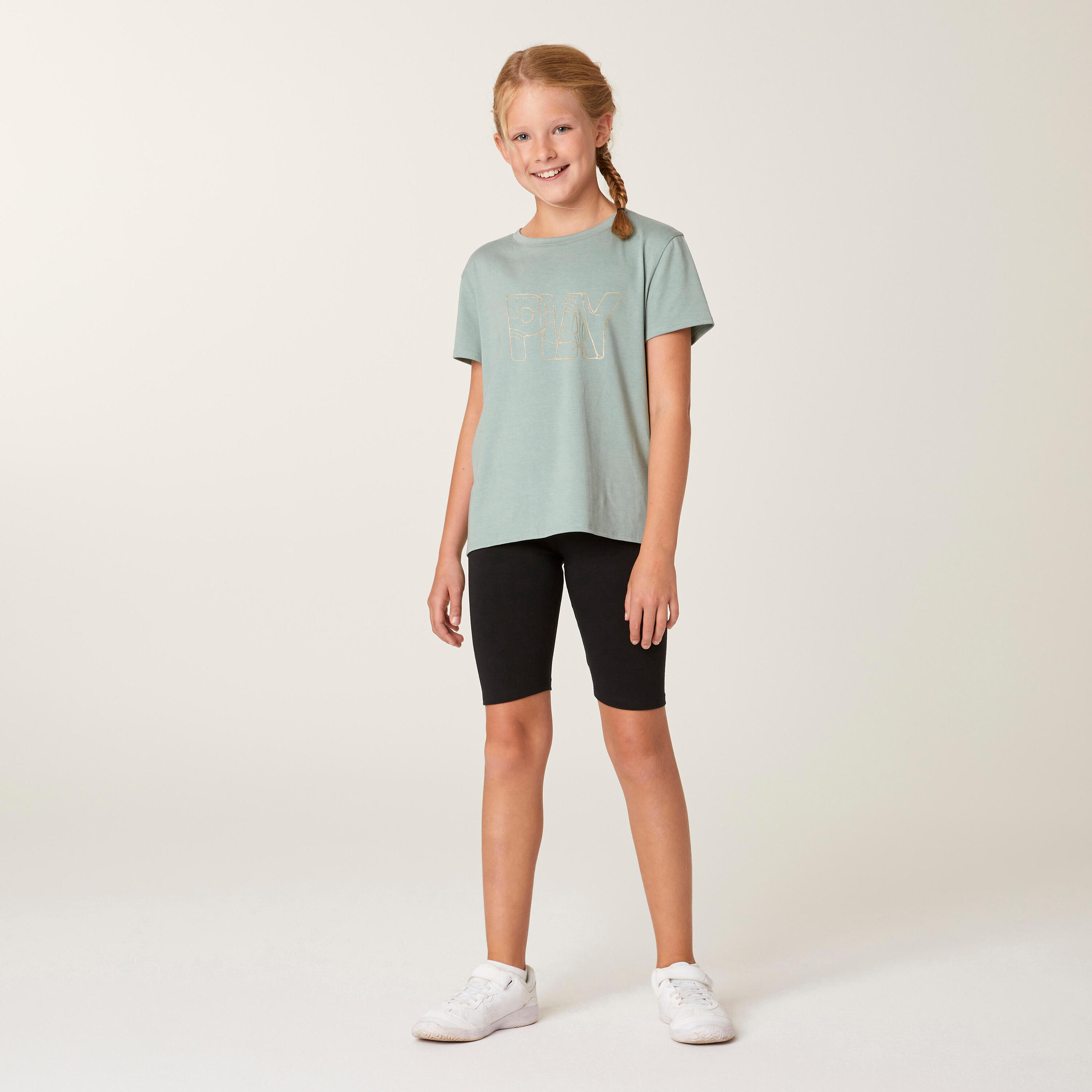 T-Shirt coton fille 500 vert 2/7