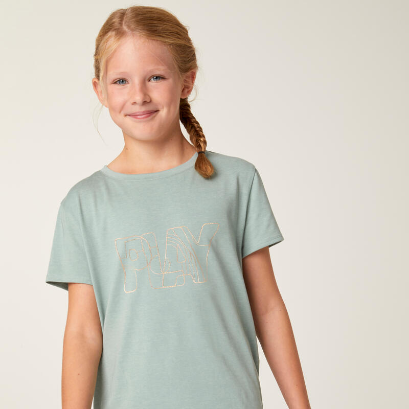 T-Shirt em Algodão de Educação Física Menina 500 Verde