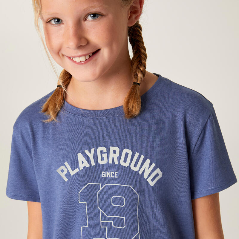 T-Shirt em Algodão de Educação Física Menina 500 Azul