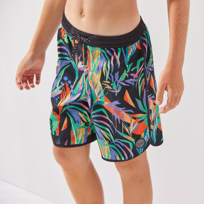 Boardshorts Jungen 500 schwarz/grün