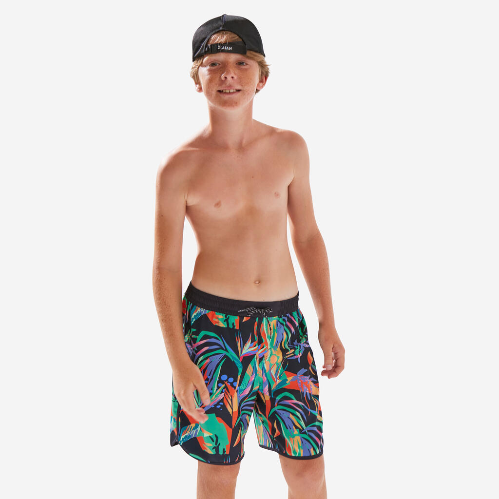 Boardshorts Kinder Jungen 500 Brush Lines blau