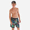 Boardshorts Jungen 500 schwarz/grün