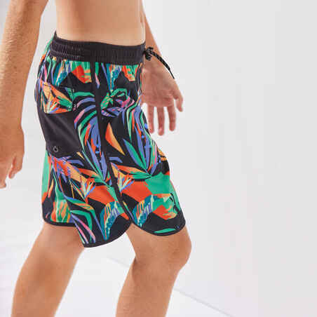 SWIM SHORTS 500 BLACK GREEN