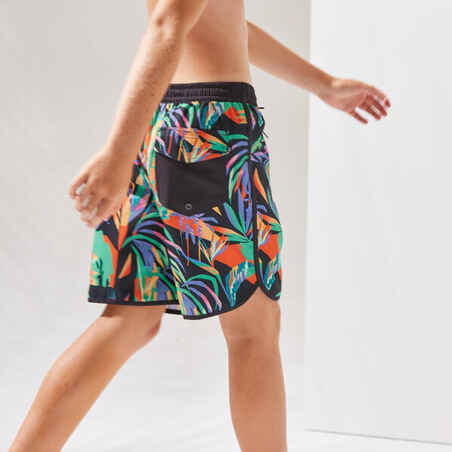 SWIM SHORTS 500 BLACK GREEN