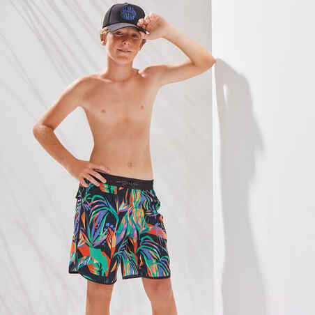 SWIM SHORTS 500 BLACK GREEN