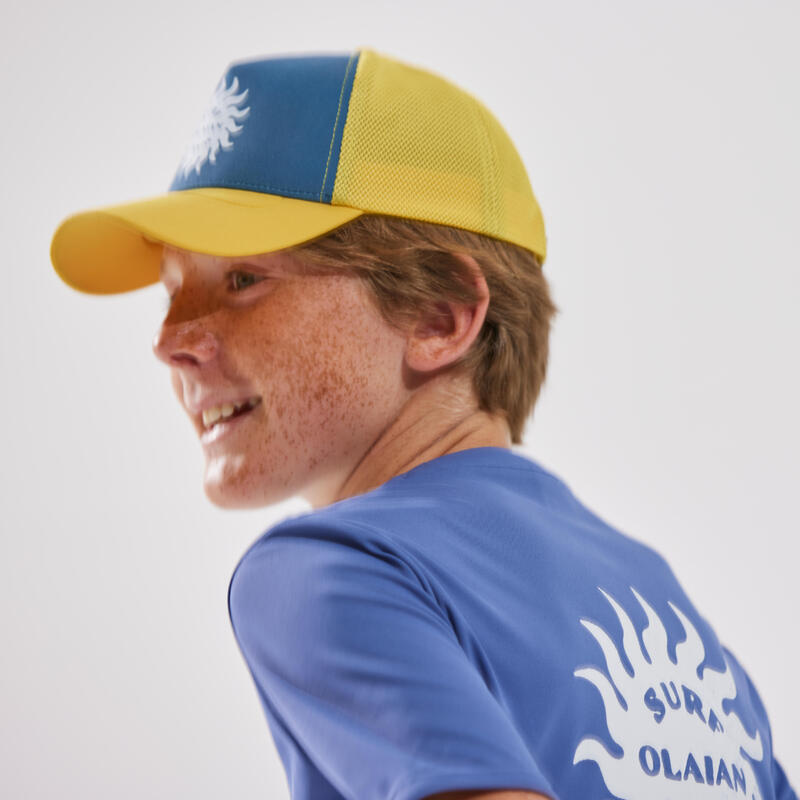 Trucker pet voor surfen kinderen blauw geel