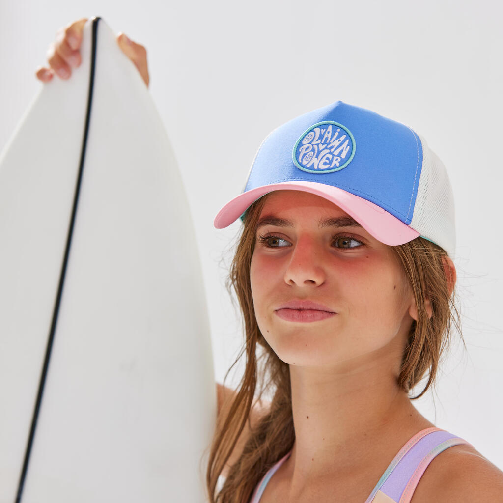 Gorra para hacer surf para niños Olaian Trucker lila