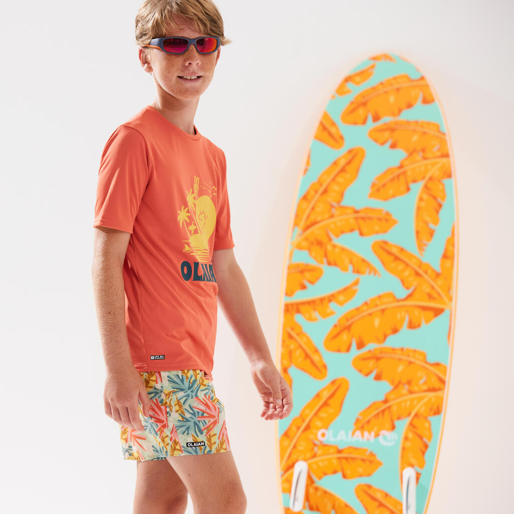 UV-Shirt kurzarm Kinder - 100 orange Print