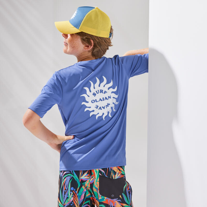 Camiseta protección solar UPF50+ manga corta Niños azul