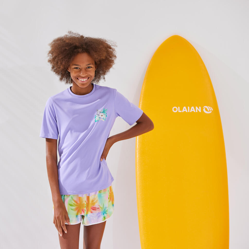 Bērnu UV aizsardzības T krekls ar īsām piedurknēm “100”, oranžs