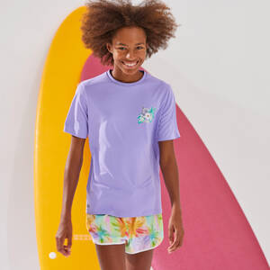 Kids’ short sleeve UV-protection t-shirt - 100 ibiscus purple