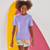 T-shirt anti UV manches courtes surf Junior - 100 ibiscus violet