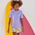 T-shirt anti UV manches courtes surf Junior - 100 ibiscus violet