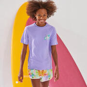 Tricou anti-UV surf 100 UPF50+, UV>95% Ibiscus Mov Copii