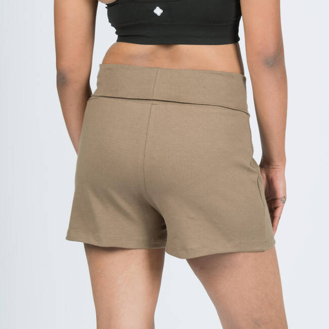 ToBeInStyle Women's Wide Waistband Rollover Yoga Shorts - True Olive - S 