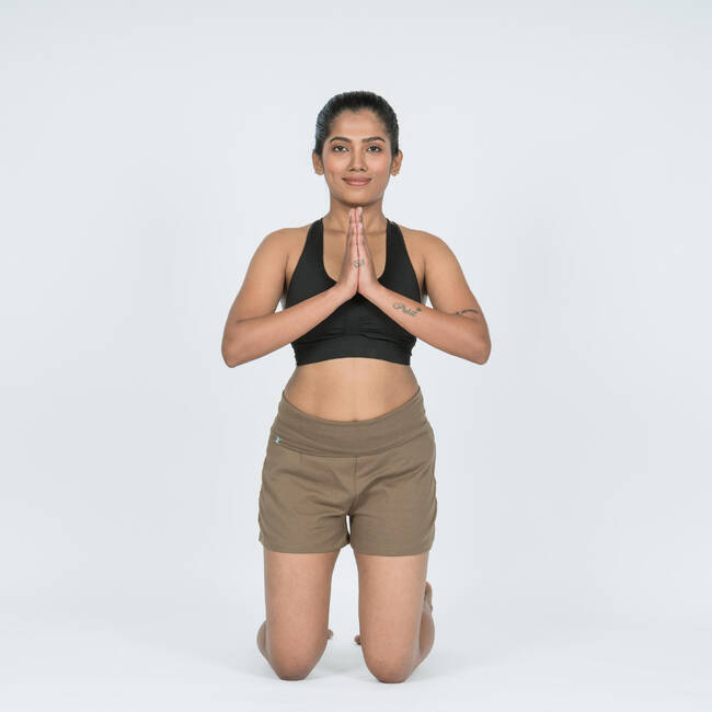 Women Yoga Shorts Cotton - Brown