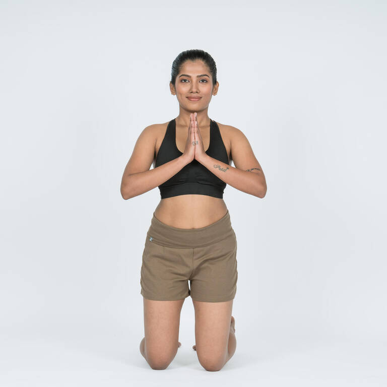 Women Yoga Cotton  Shorts - Brown