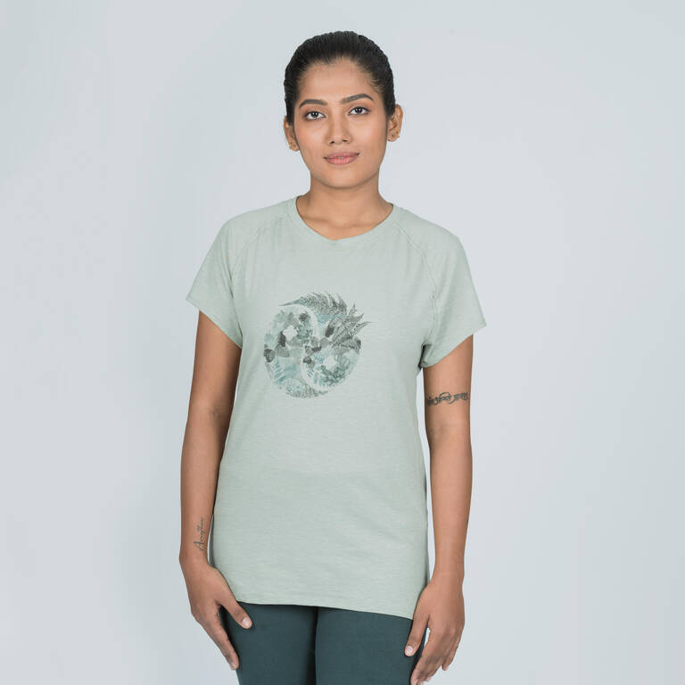 Women Yoga Cotton T-Shirt Green