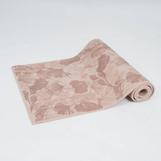 Yoga Mat, 8 mm thick, 173 x 61 cm, with Strap, Foam - Beige Lotus, For Soft