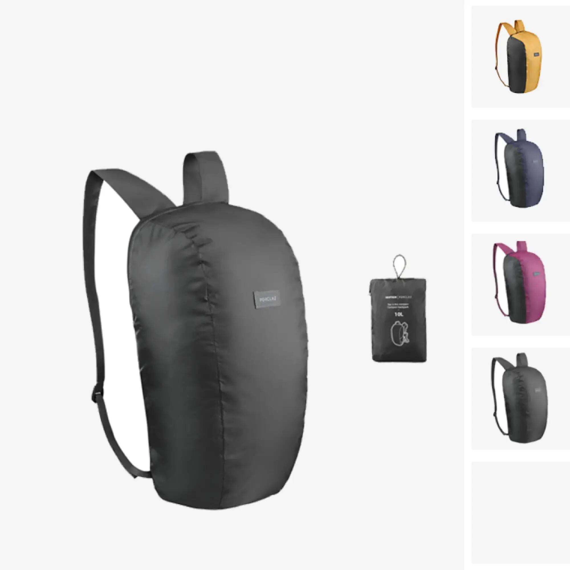 Morral plegable de senderismo 10L  Forclaz  - Negro 10/11