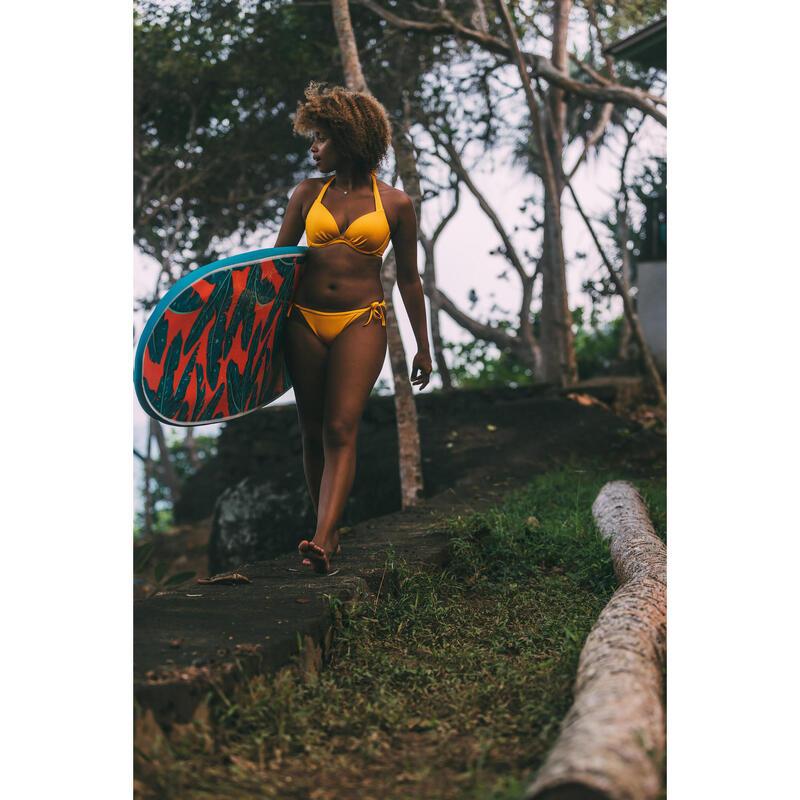 SURFBIKINIBROEKJE VOOR DAMES SOFY MET STRIKSLUITING GEEL