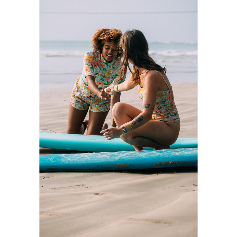 Tee shirt anti UV surf top 500 manches courtes femme VINTAGE