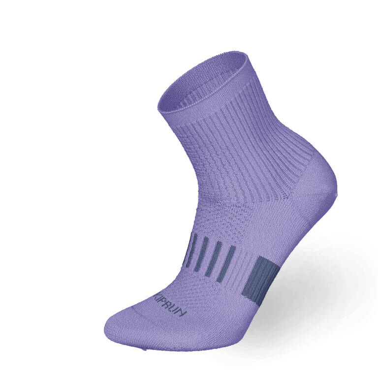 KIPRUN 500 MID kids' comfort running socks 2-pack - mauve and pink