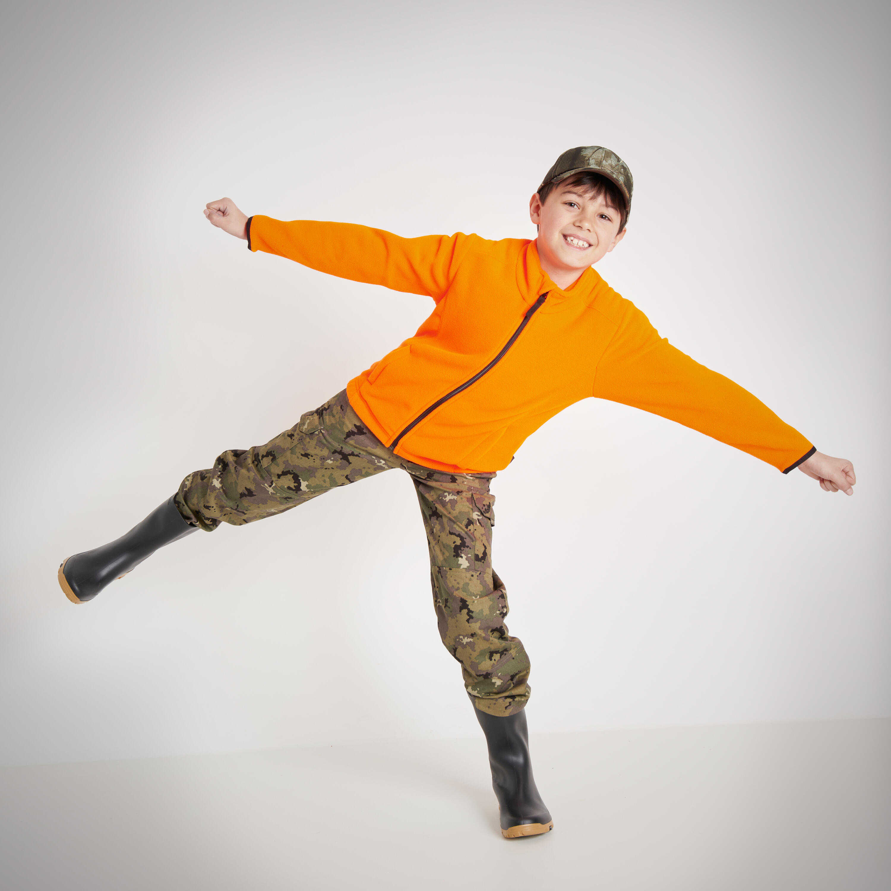 Kids' Durable Hunting Pants - 100 Camo Green - SOLOGNAC
