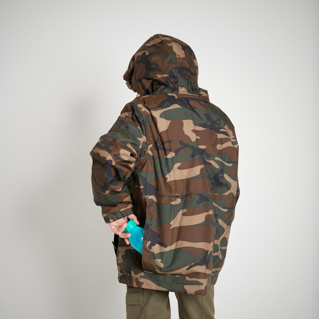 KIDS WARM JACKET 100 CAMOUFLAGE WOODLAND