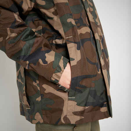 KIDS WARM JACKET 100 CAMOUFLAGE WOODLAND