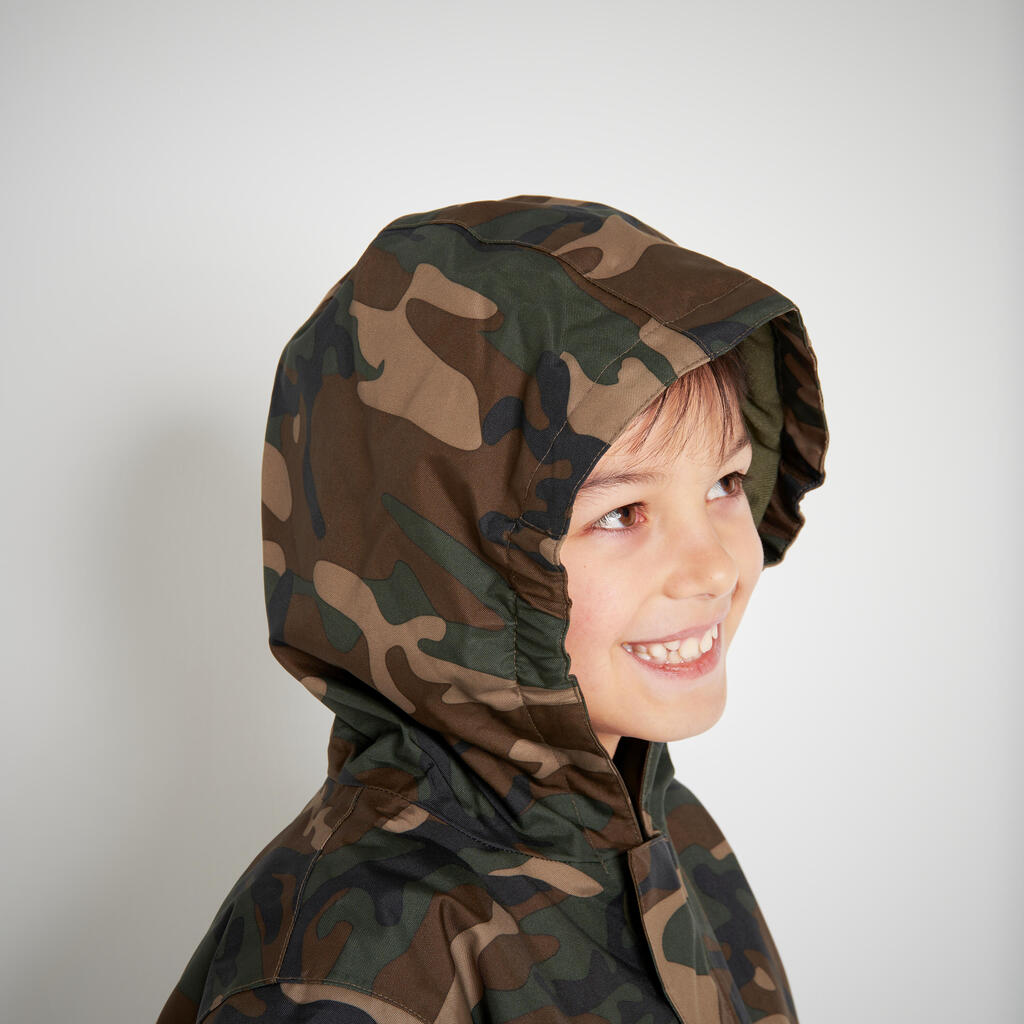 KIDS WARM JACKET 100 CAMOUFLAGE WOODLAND