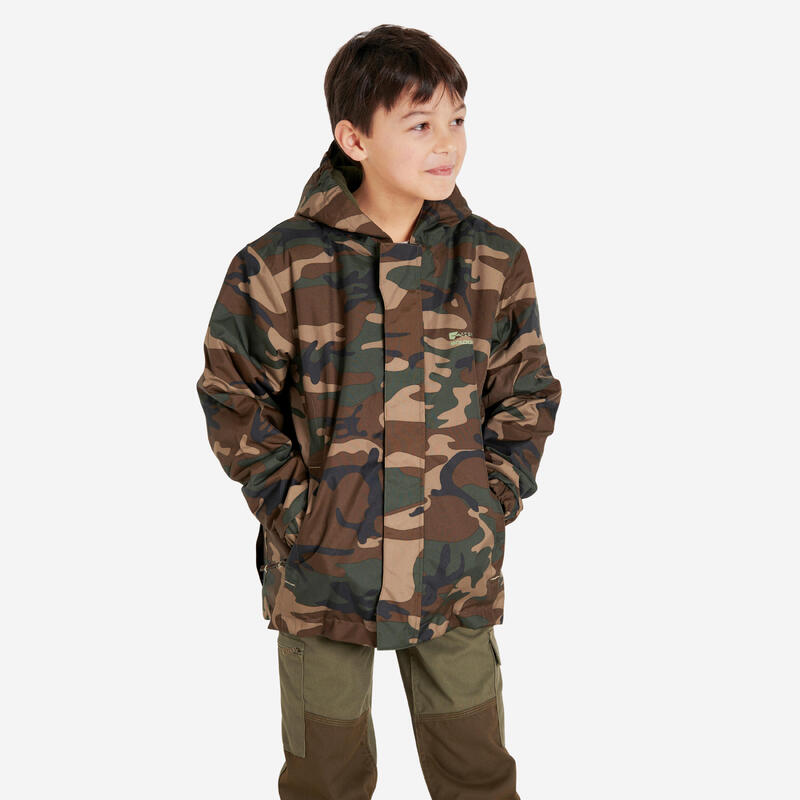 Warme camouflagejas voor kinderen 100 Woodland