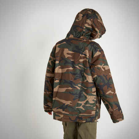 KIDS WARM JACKET 100 CAMOUFLAGE WOODLAND