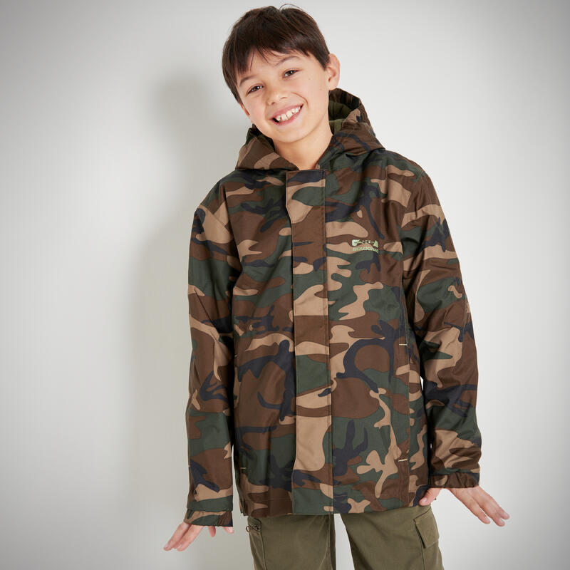 Warme camouflagejas voor kinderen 100 Woodland