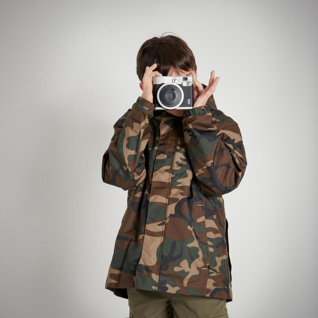 KIDS WARM JACKET 100 CAMOUFLAGE WOODLAND