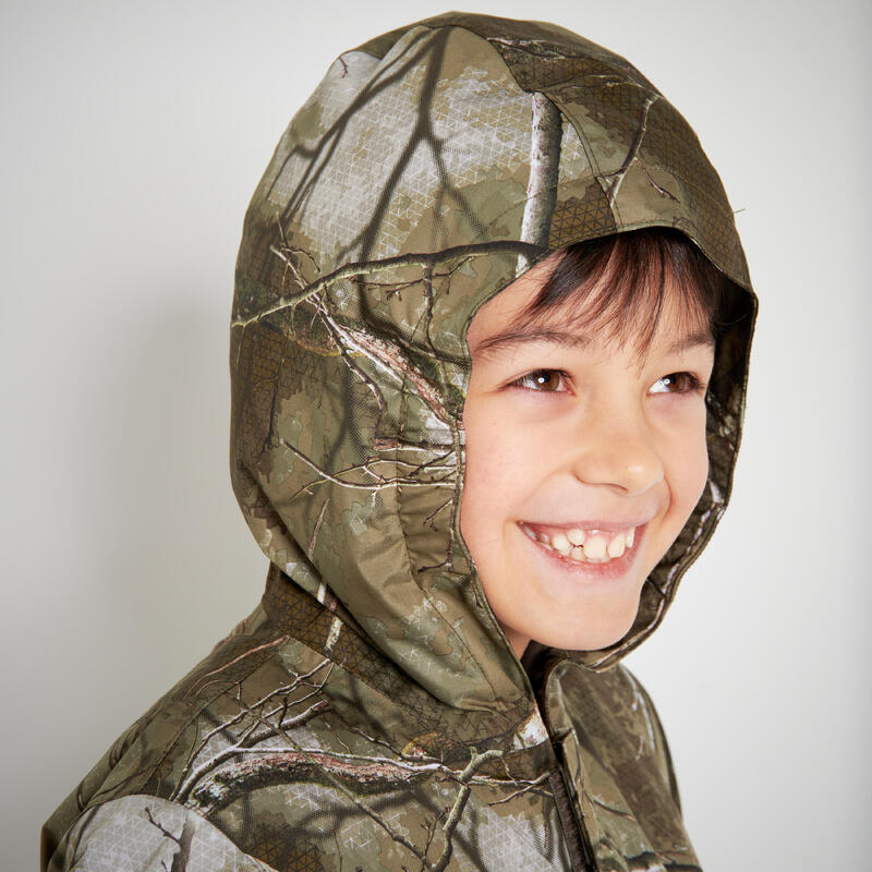 Dětská bunda hřejivá 100 maskovací Treemetic