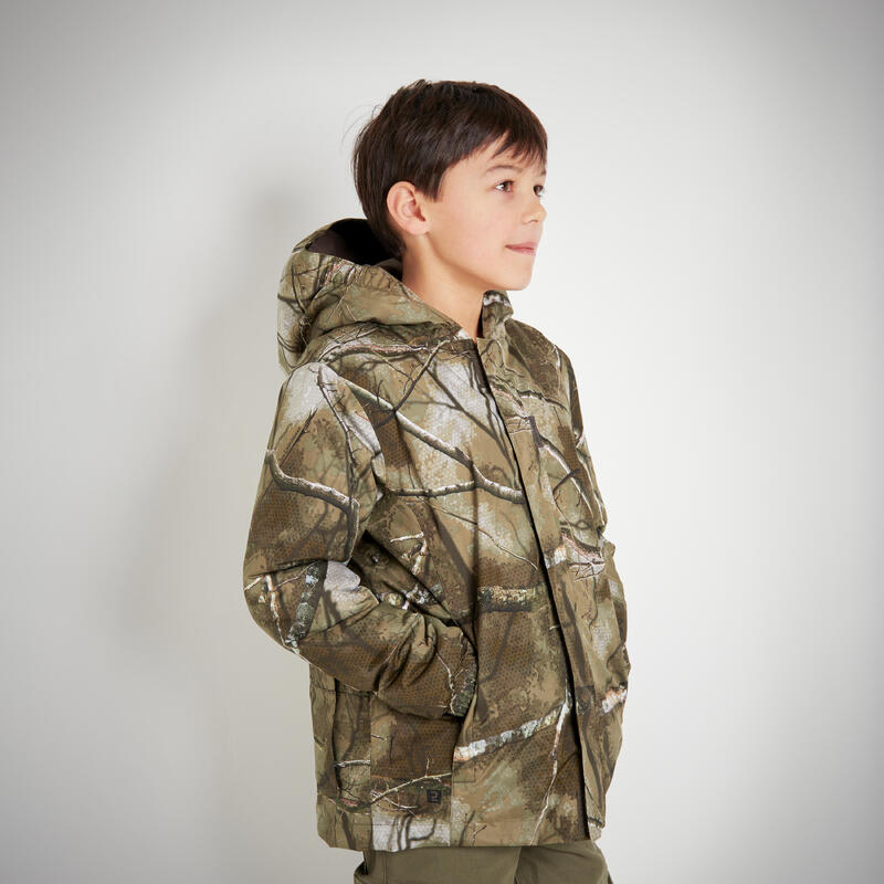 Chaqueta Caza Solognac 100 Hombre Camuflaje Halftone Impermeable Cálida