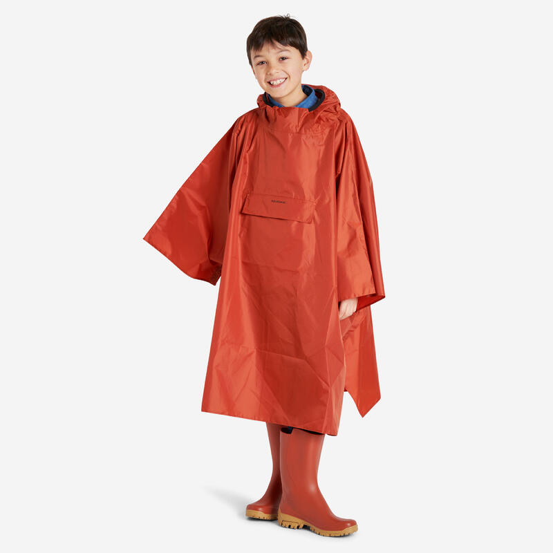 Poncho Lluvia Solognac Glenarm Capa Impermebale Niños Rojo Teja