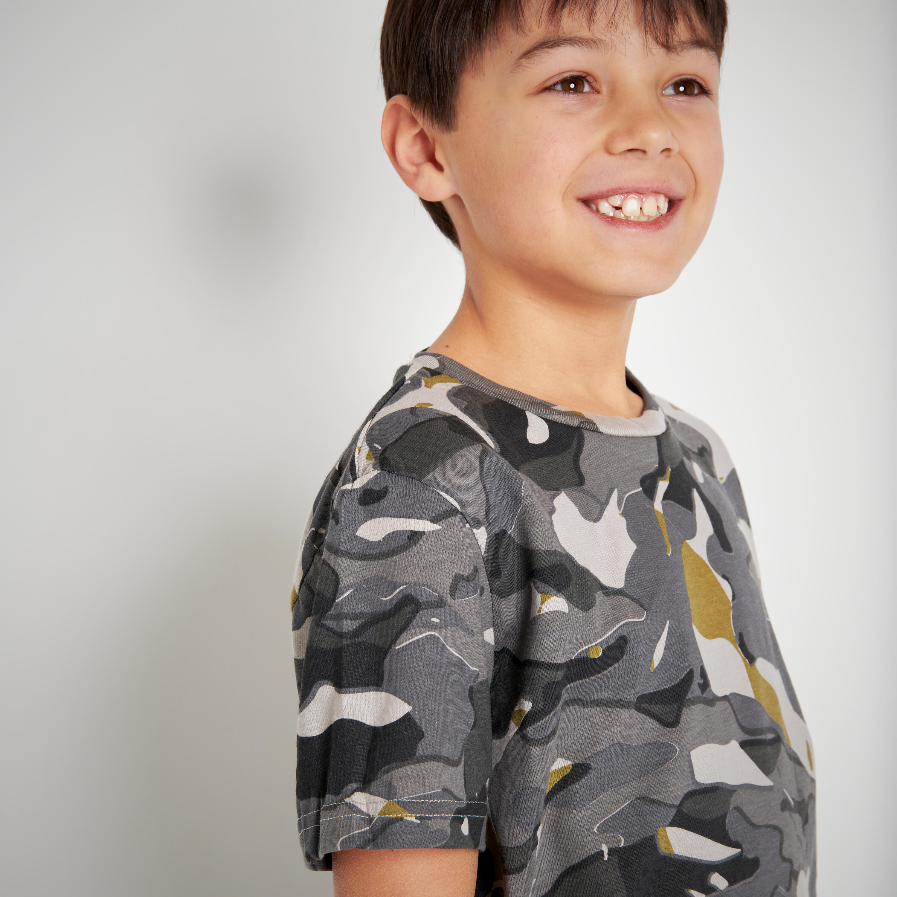 T-Shirt Woodland Kinder Camouflage grau 4/10
