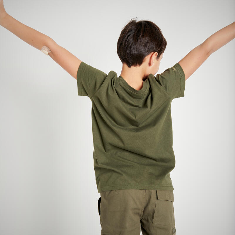 Dětské tričko s krátkým rukávem 100 zelené s potiskem divočáka