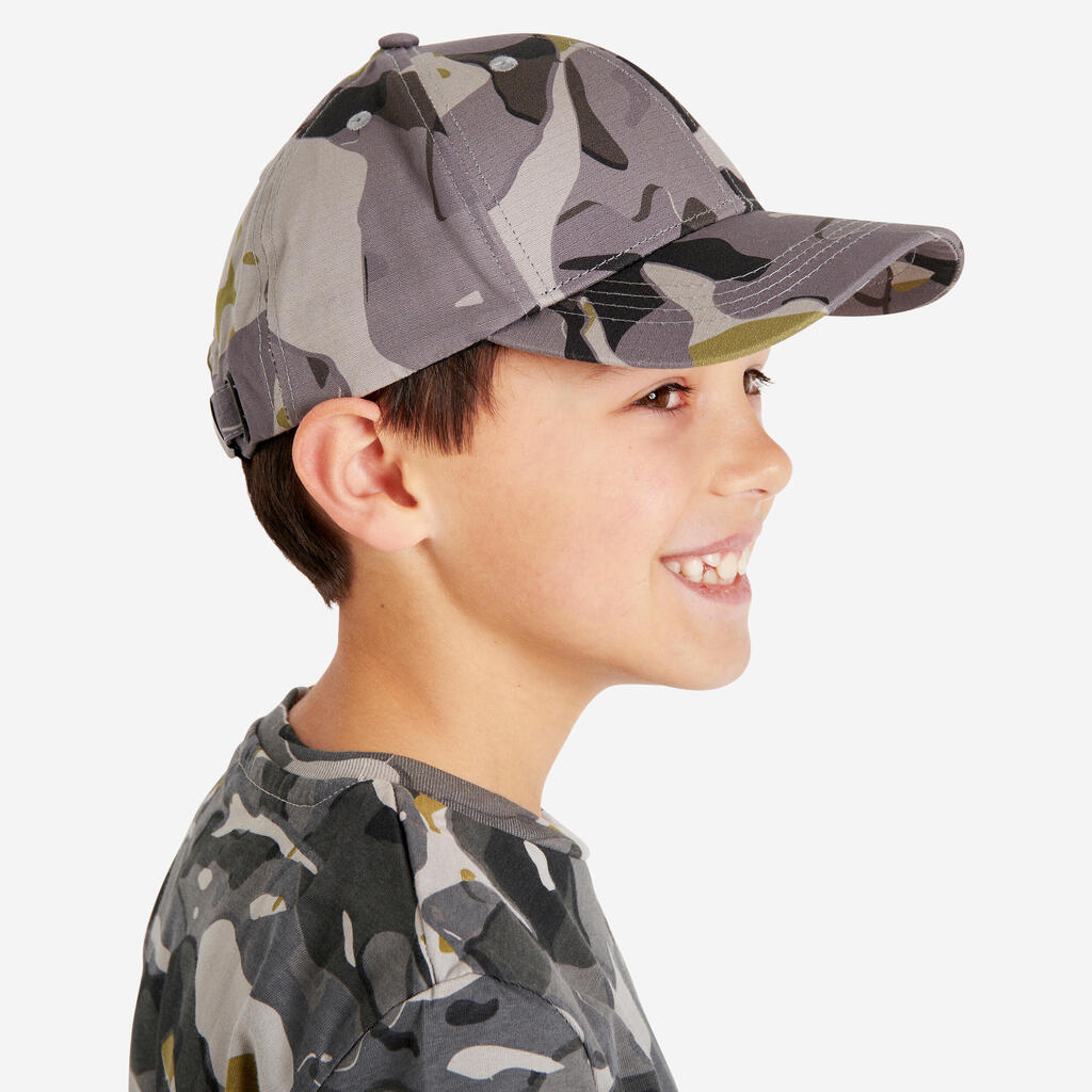Bērnu cepure ar mežu kamuflāžas rakstu “SG100”, pelēka