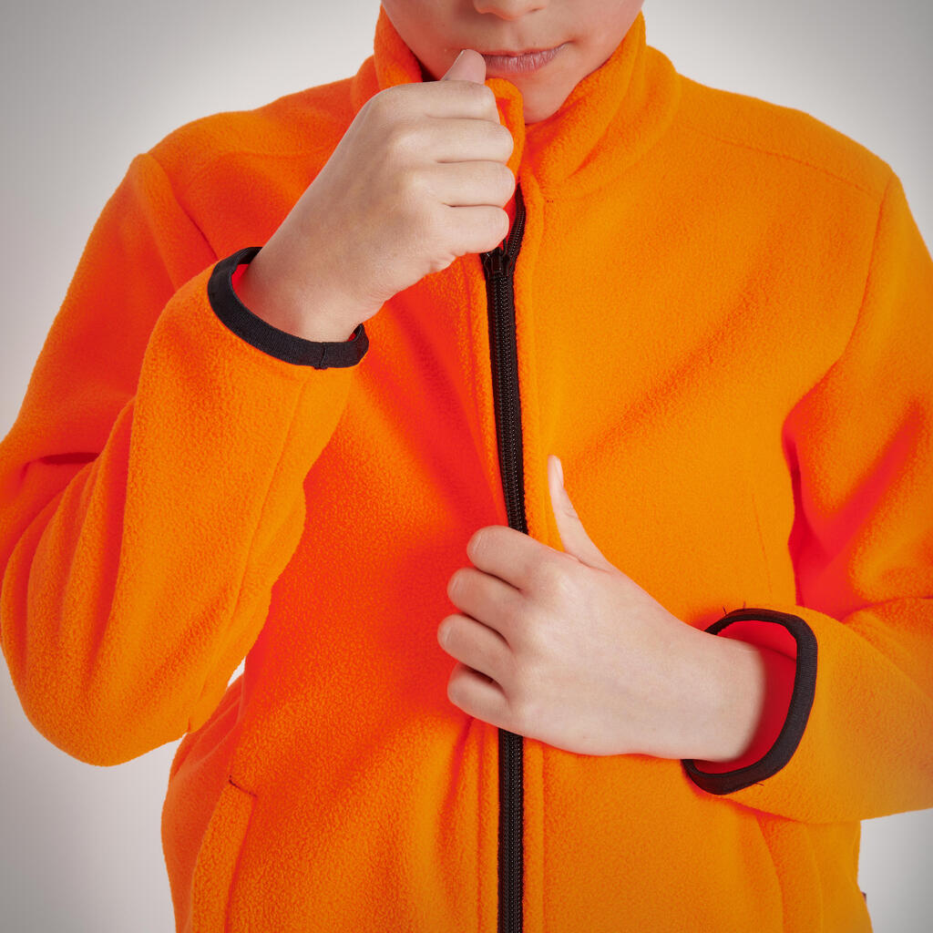 Bērnu medību siltā flīsa jaka “100”, neona oranža