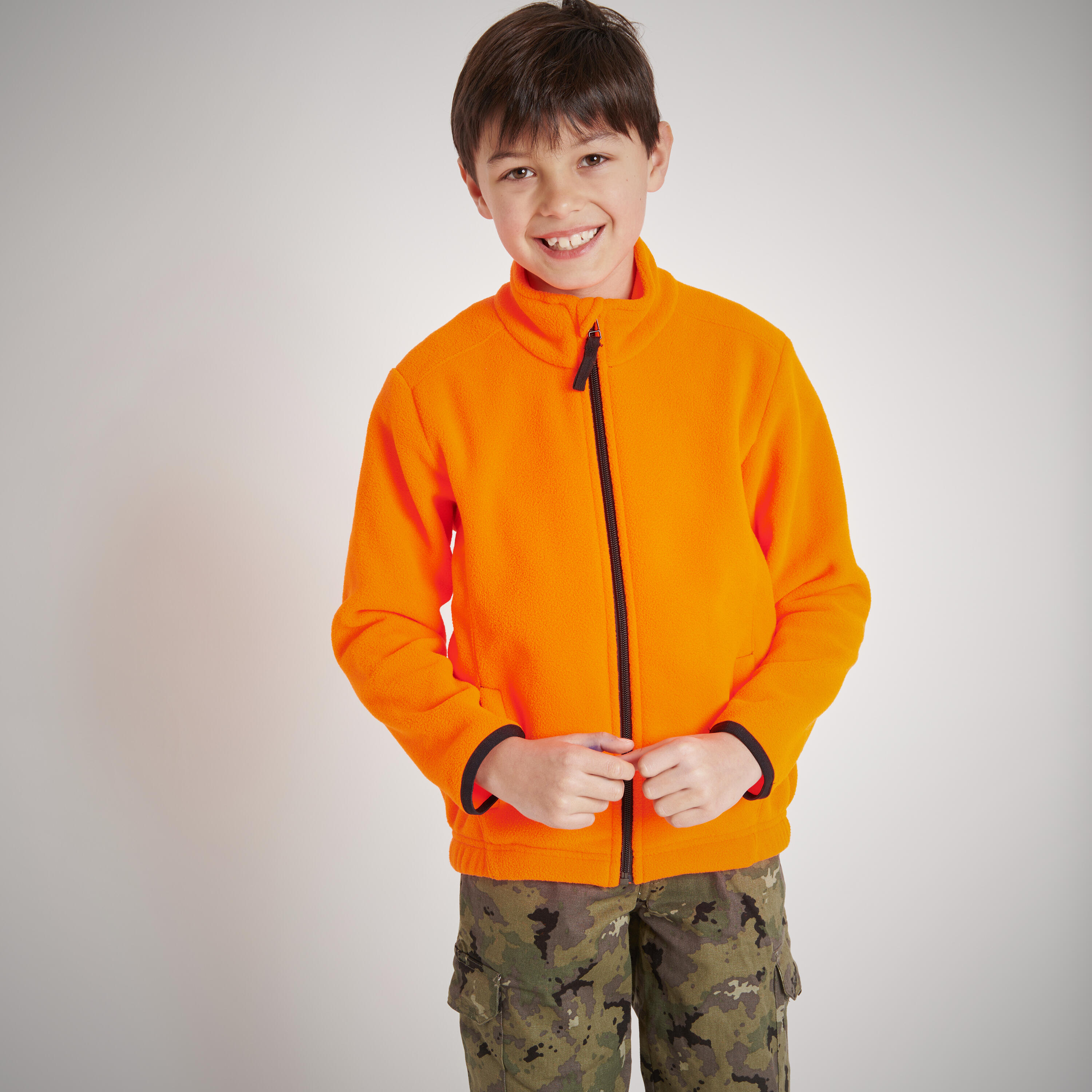 Warm fleecejack voor kinderen 100 fluo-oranje 5/8