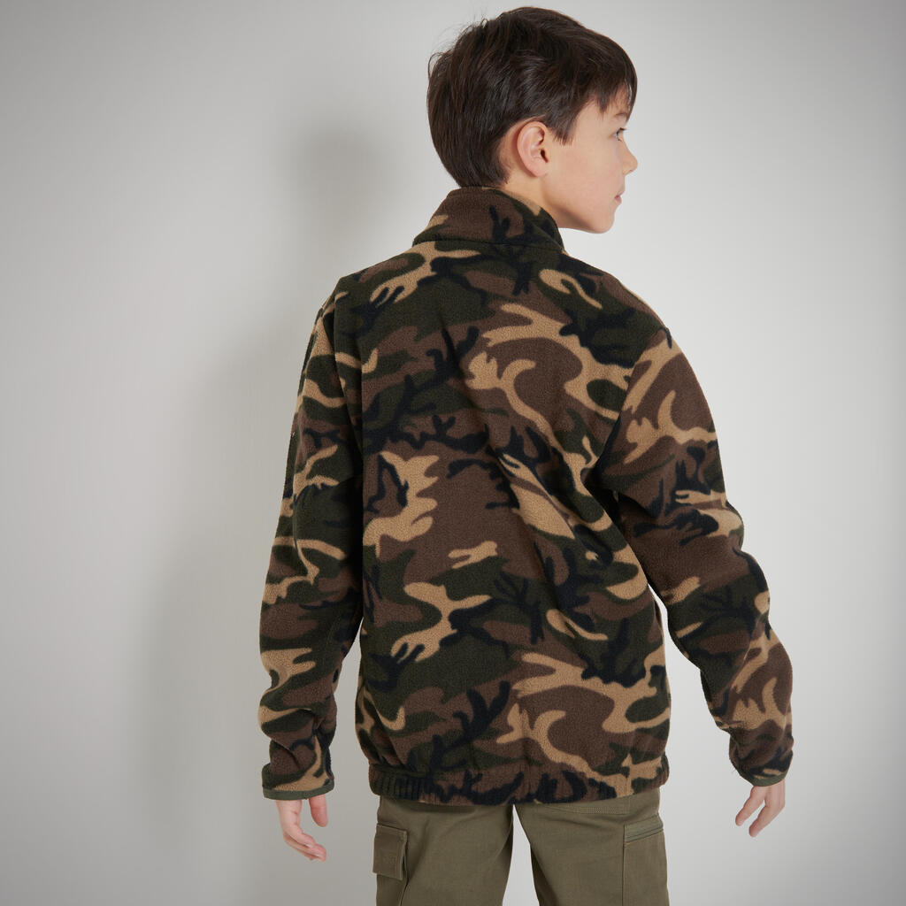 Fleecejacke 100 Kinder Camouflage grün / braun 